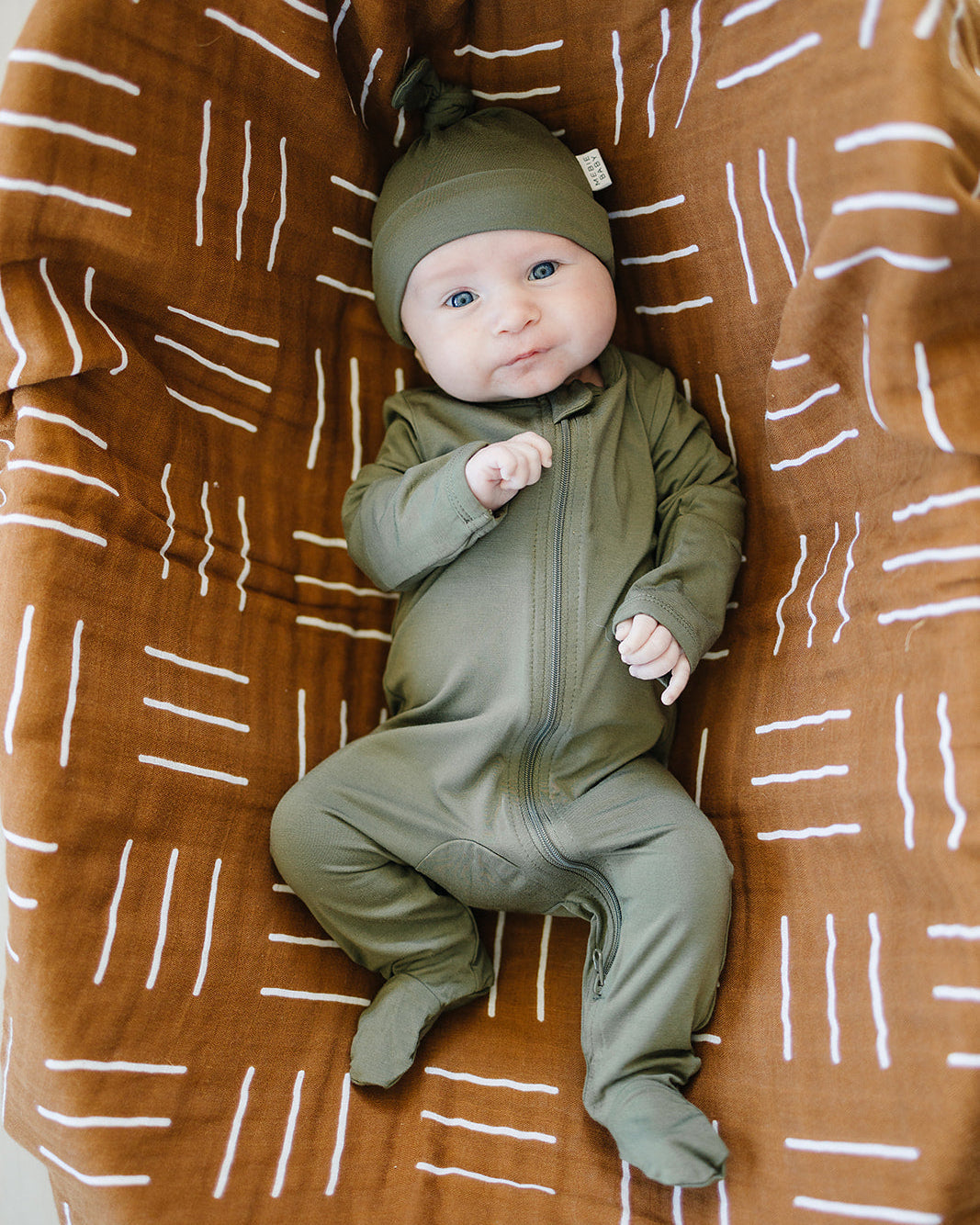 Olive Bamboo Newborn Knot Hat