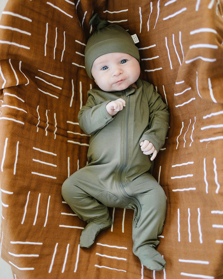Olive Bamboo Newborn Knot Hat