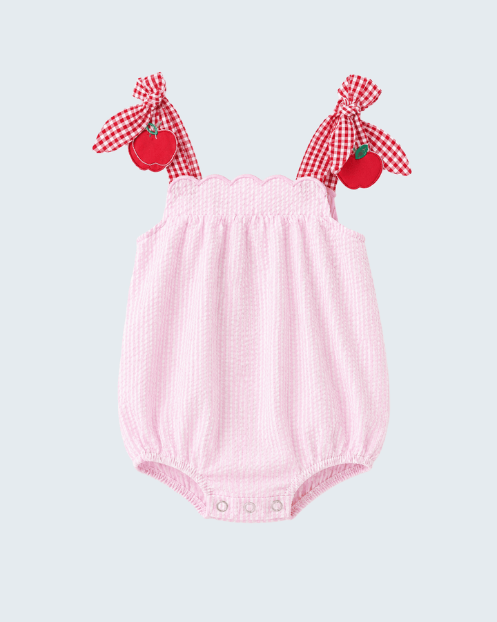 Pink Apple Gingham Bubble on light grey background