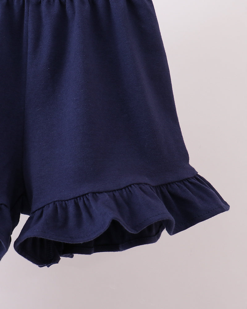 Navy ruffle shorts