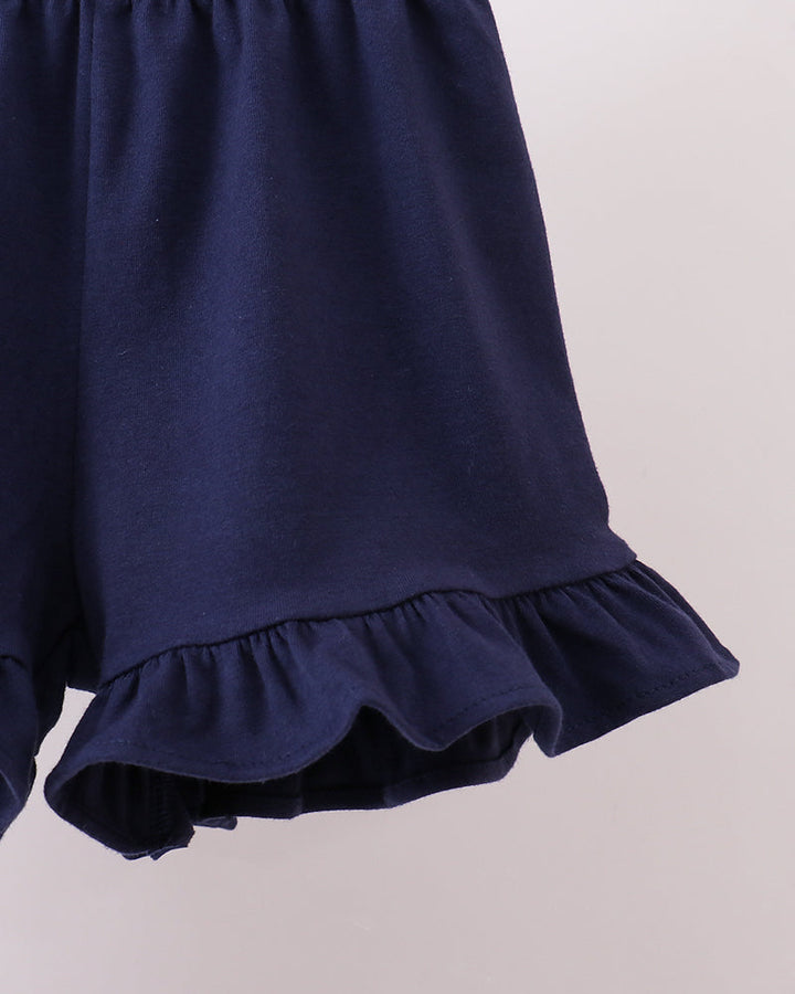 Navy ruffle shorts