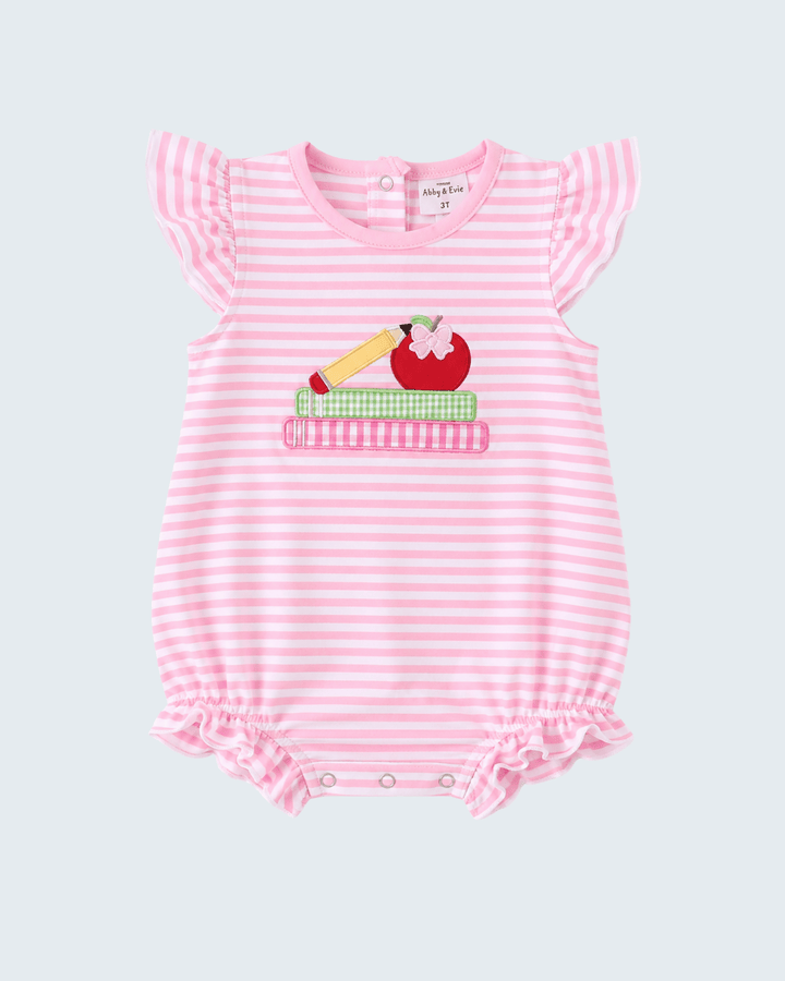 Pink Apple Pencil Embroidered Bubble on light grey background
