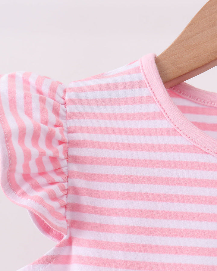 Pink Striped dress with flutter sleeves