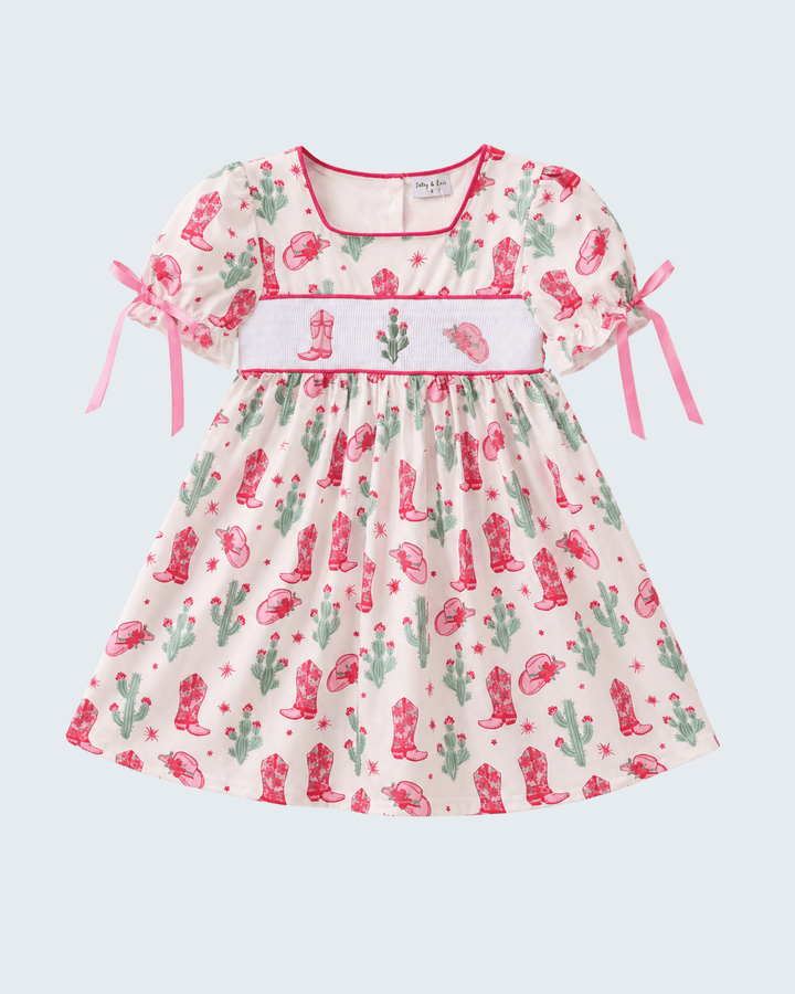 Pink Boots Smocked Dress