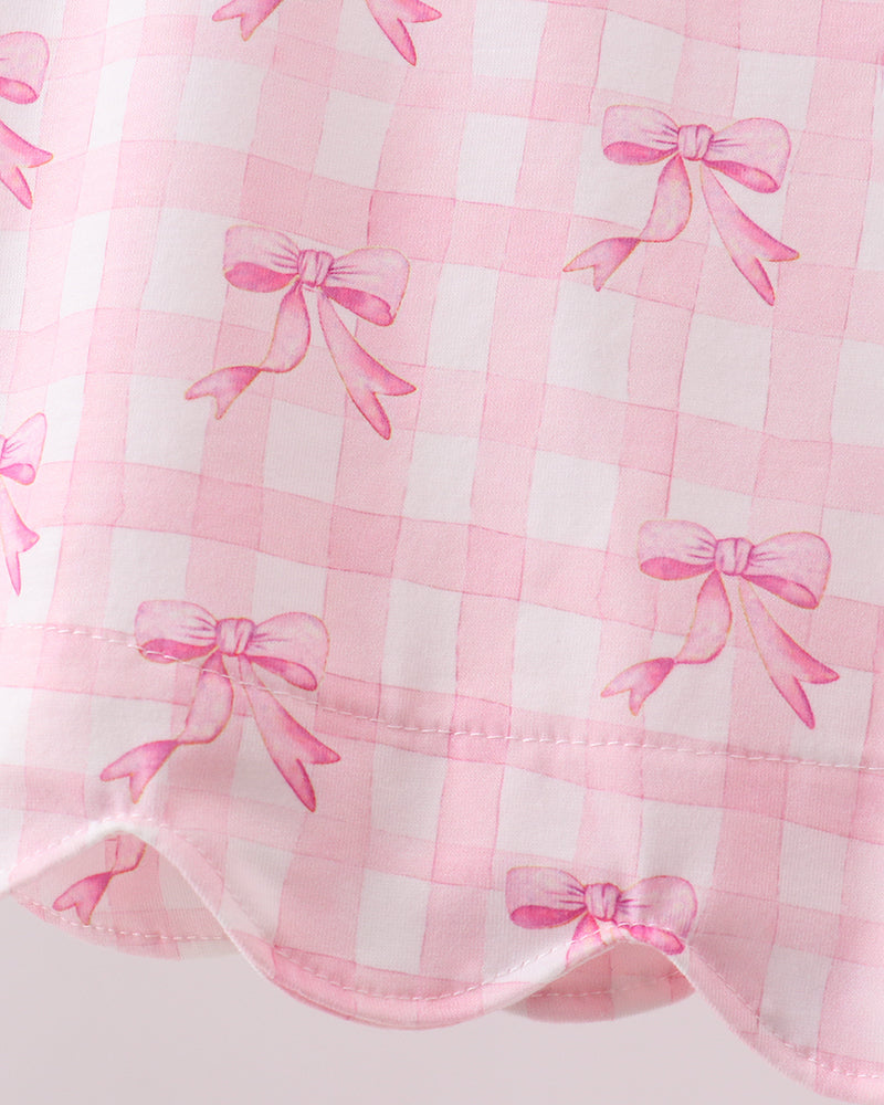 Pink bow print fabric