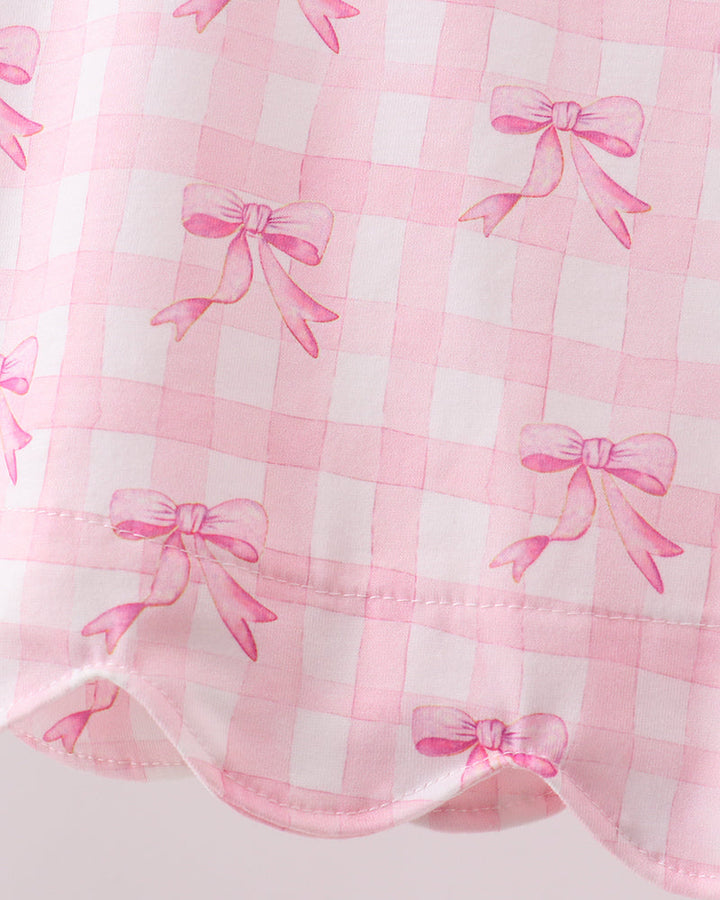 Pink bow print fabric