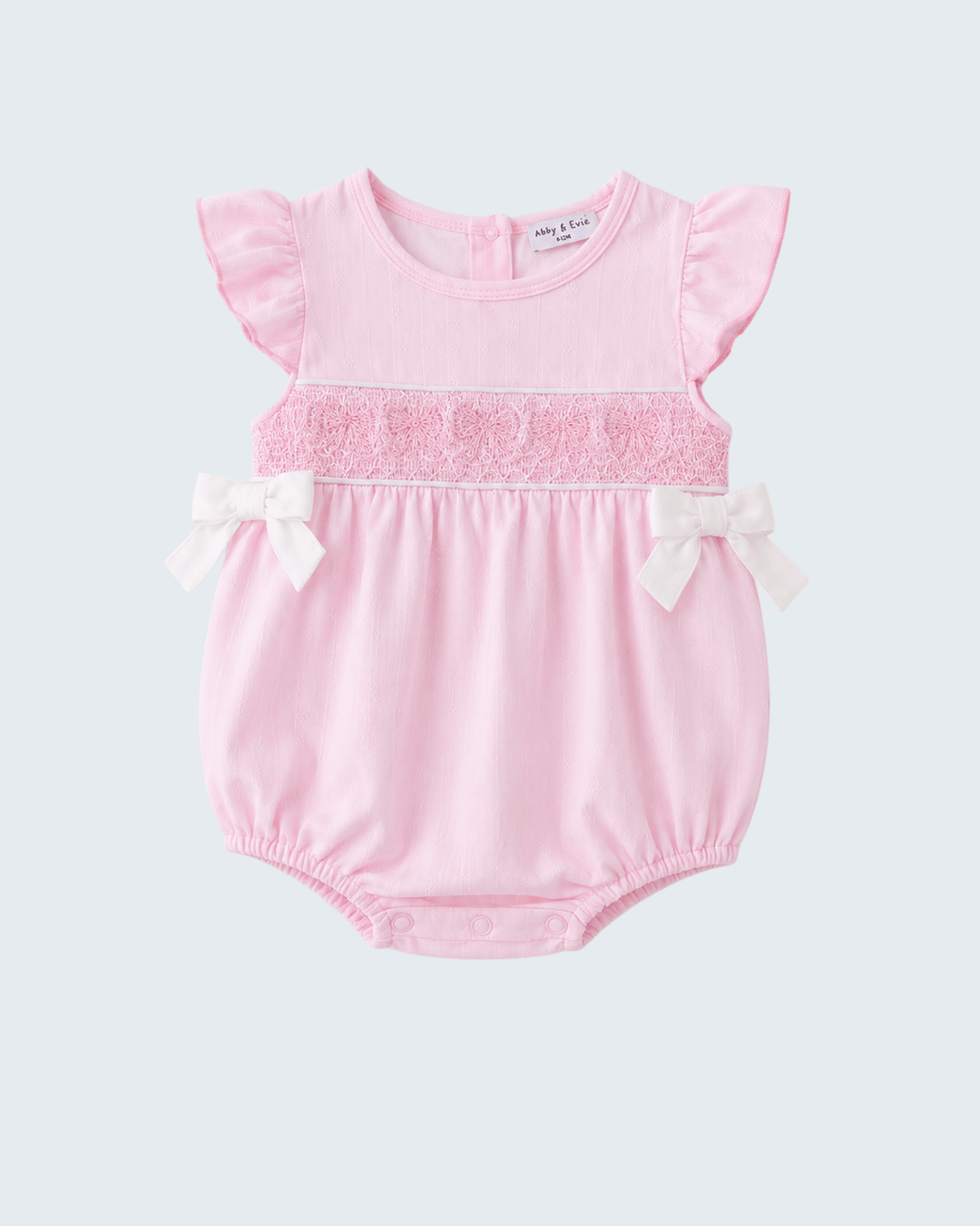 Pink Bow Smocked Ruffle Bubble