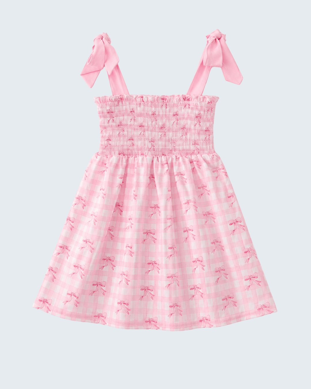 Pink Bow Smocked Ruffle Dress