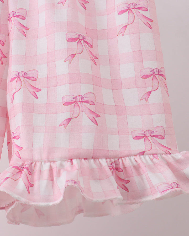 Pink Bow Ruffle fabric