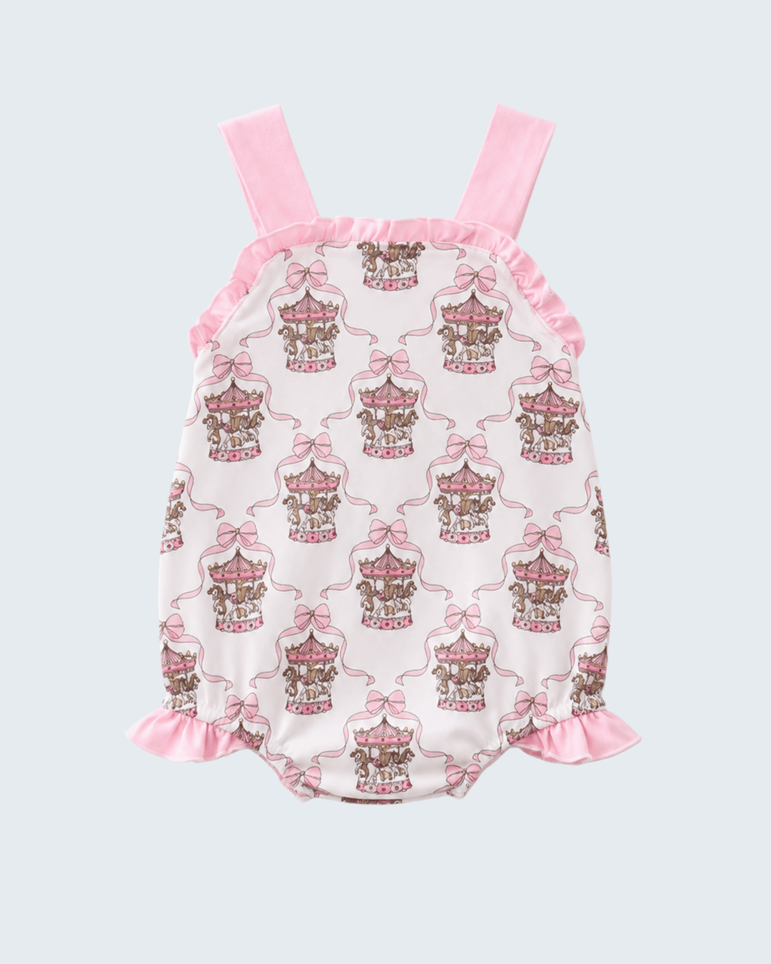 Pink Carousel Print Ruffle Bubble