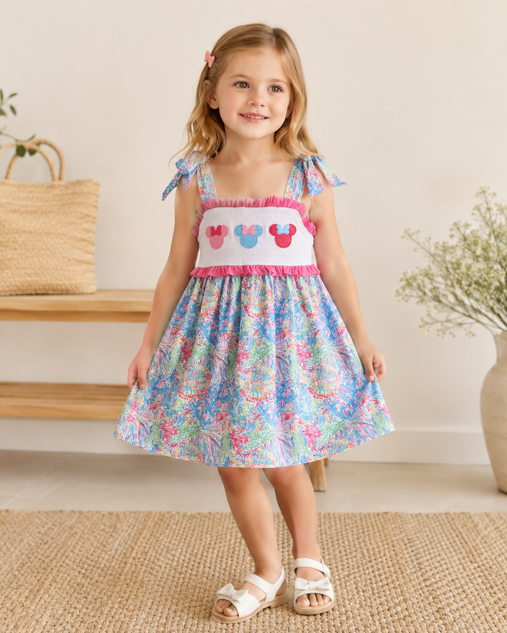 Young girl in character dress in living room