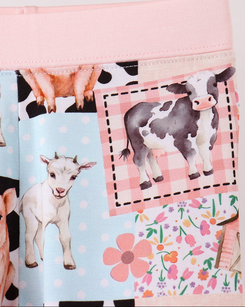 Pink Farm Animals Bamboo Pajama Set
