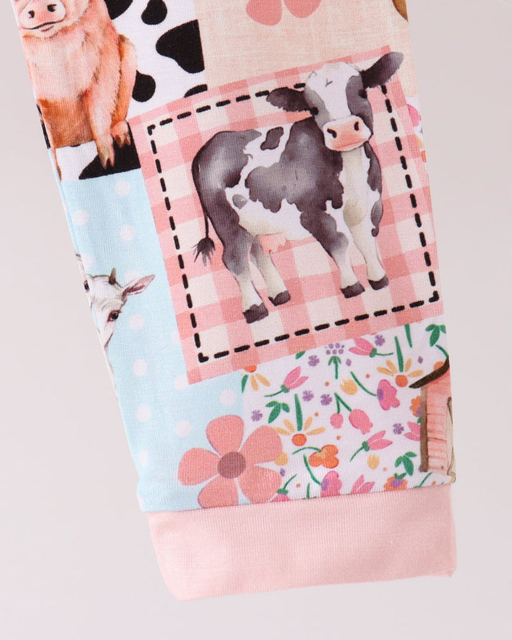 Pink Farm Animals Bamboo Pajama Set