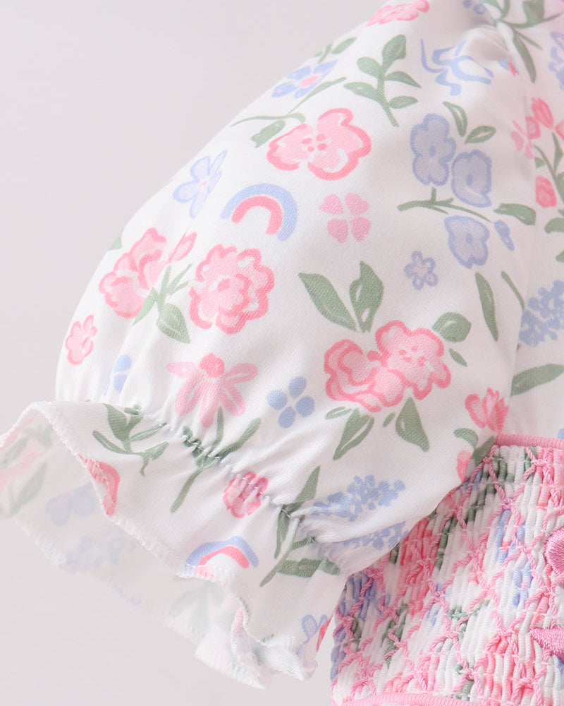 Floral short sleeve on girls dress