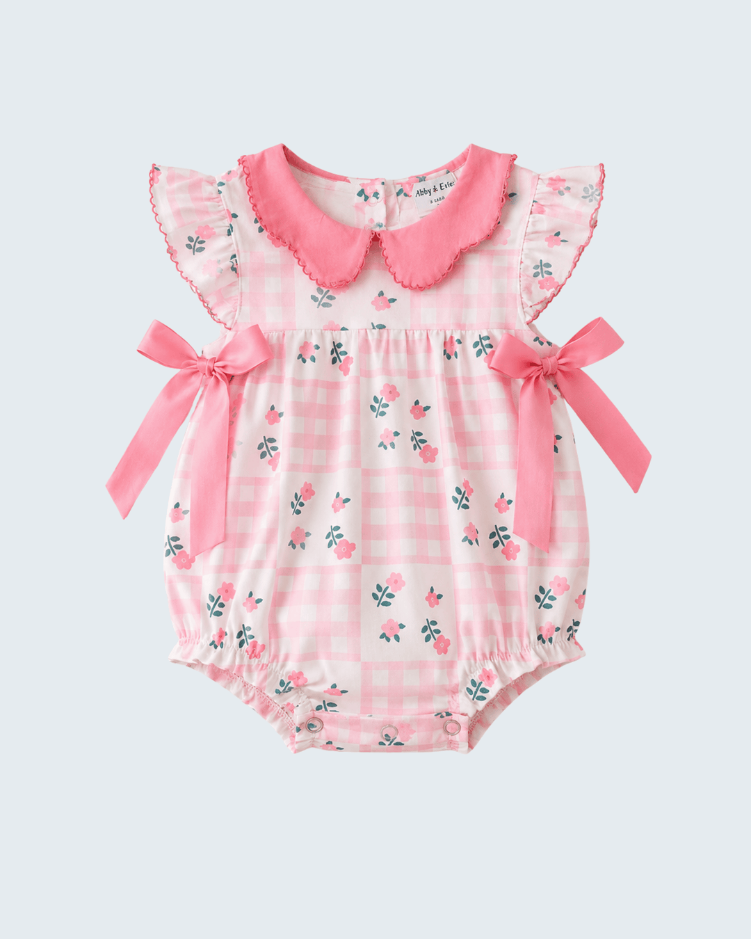Pink Floral Gingham Ruffle Bubble