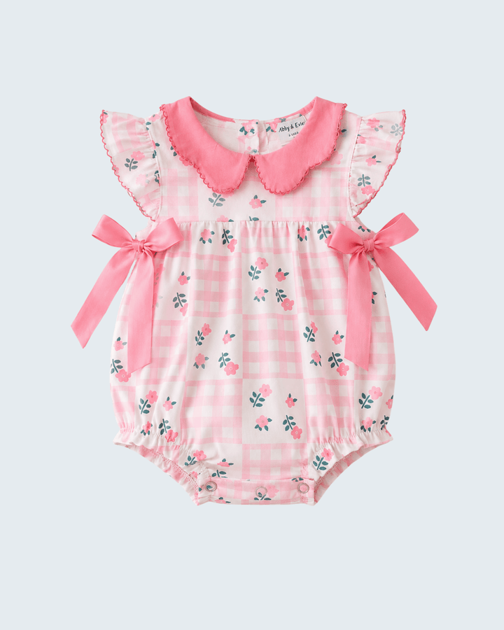 Pink Floral Gingham Ruffle Bubble