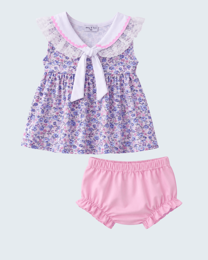 Pink Floral Lace Bloomer Set