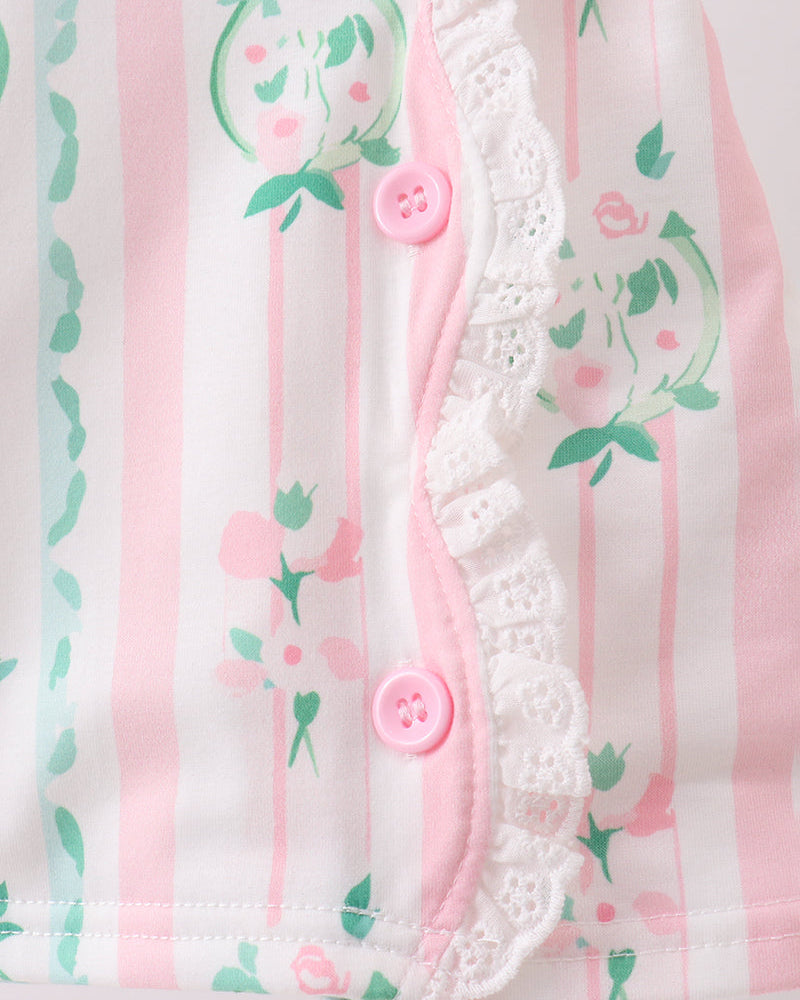 Pink Floral Print Bow Dress