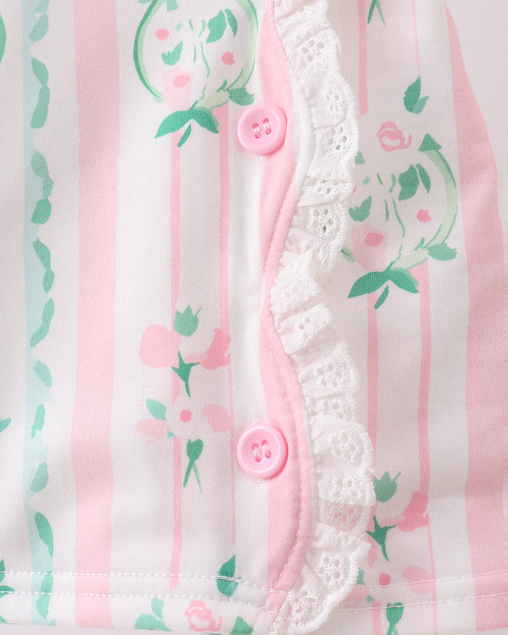 Pink Floral Print Bow Dress