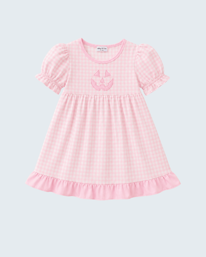 Pink Jack-O-Lantern Applique Dress