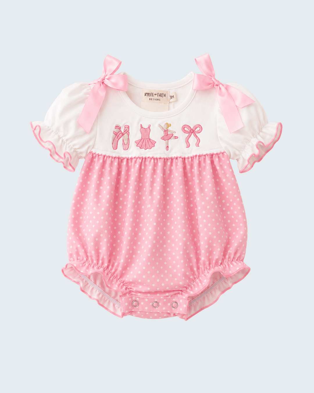 Pink Polka Dot Ballet Embroidered Bubble