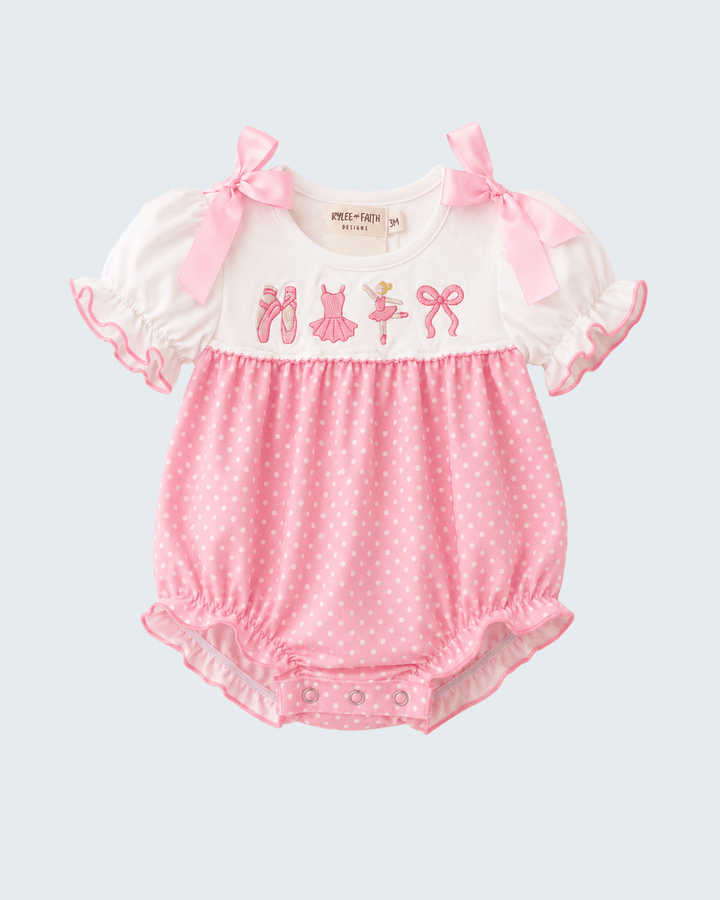 Pink Polka Dot Ballet Embroidered Bubble