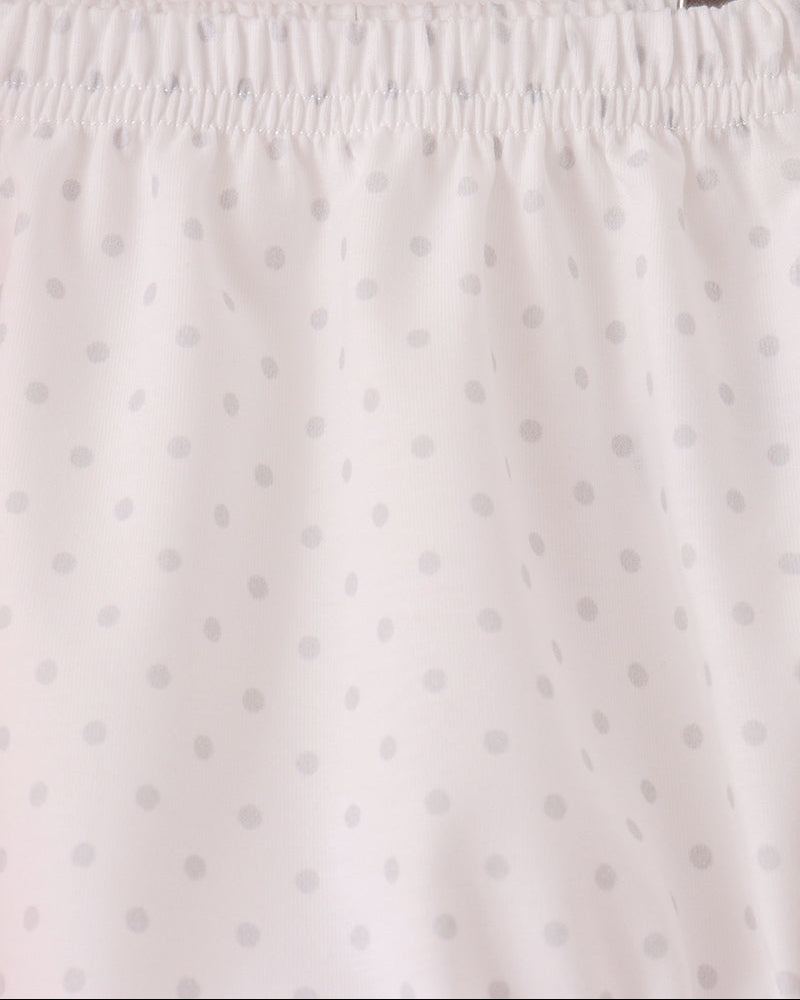 White polka-dot bloomer with elastic waistband