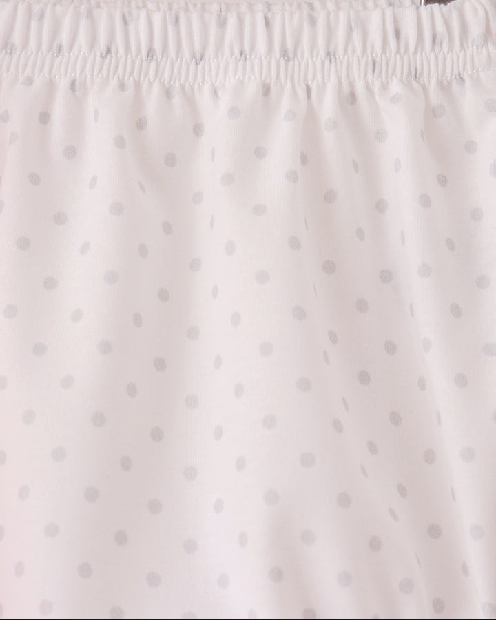 White polka-dot bloomer with elastic waistband