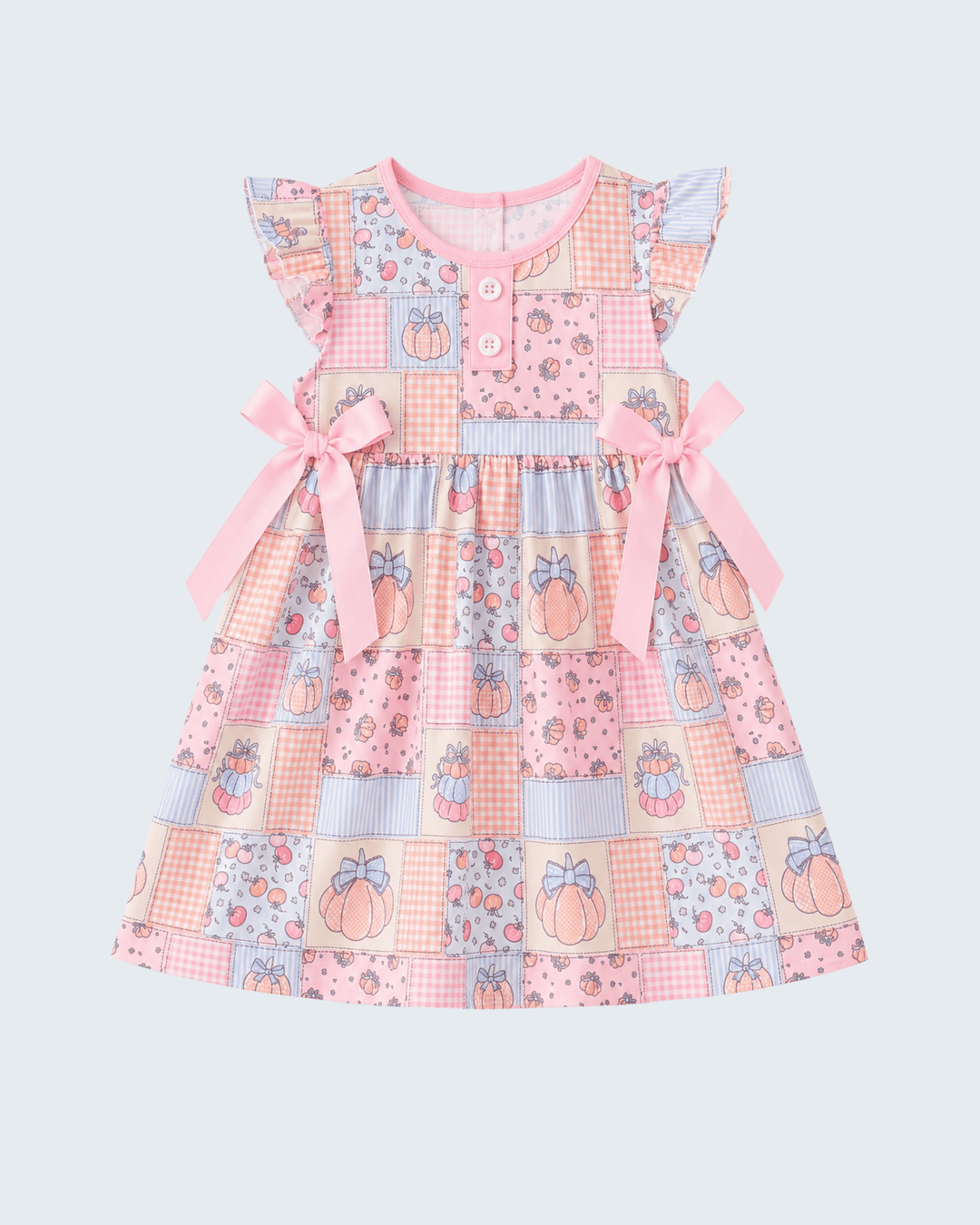 Pink Pumpkin Print Ruffle Dress