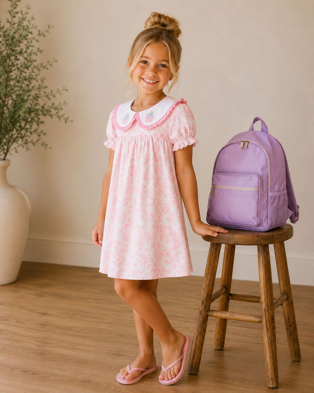 Light pink embroidered girls&