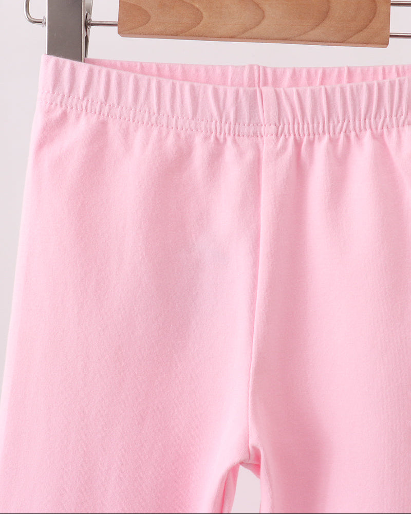 Pink ruffle leggings with elastic waistband