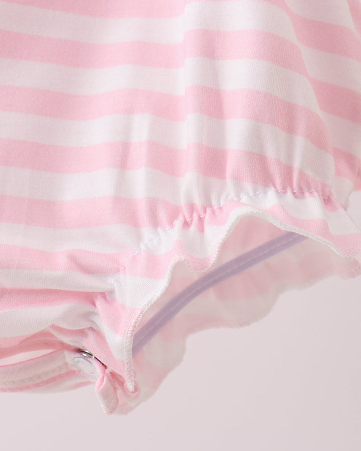 Pink stripe bubble with snap closure