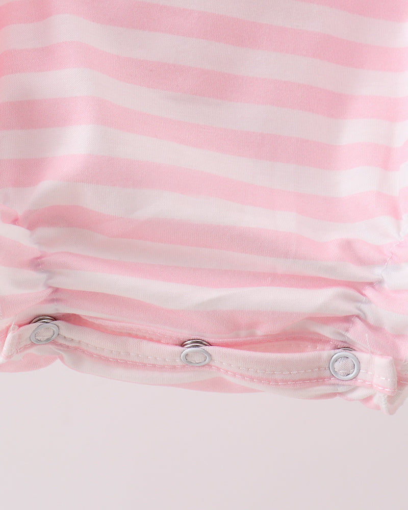 Pink striped romper with snap closure