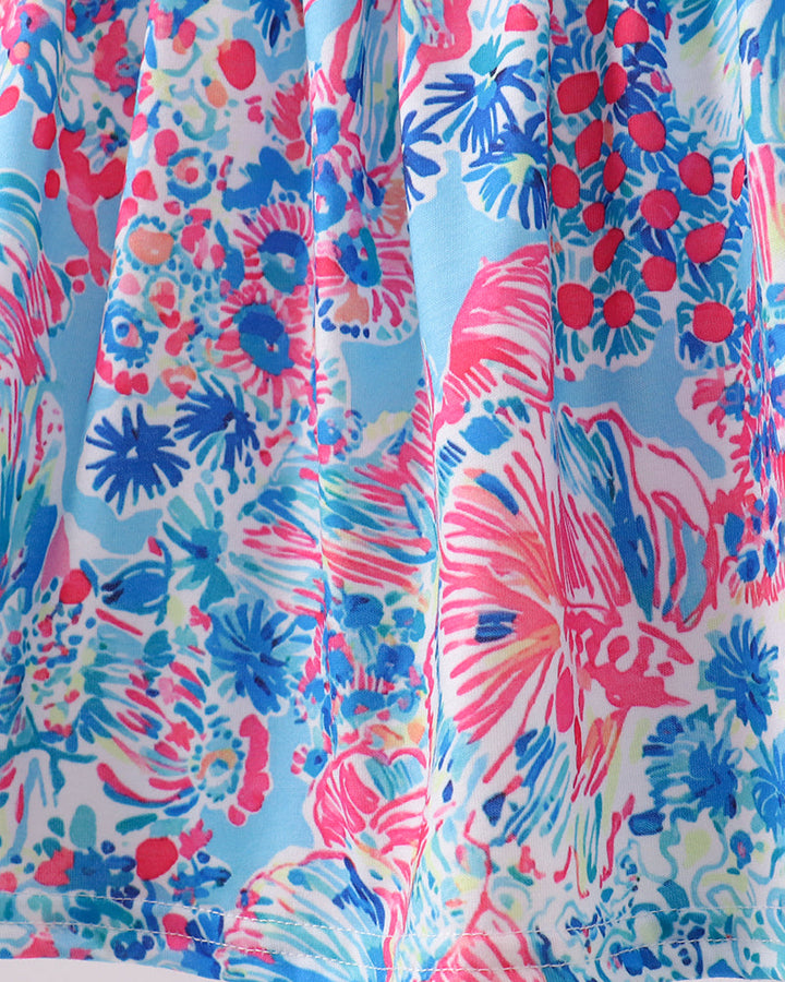 Pink and blue floral fabric