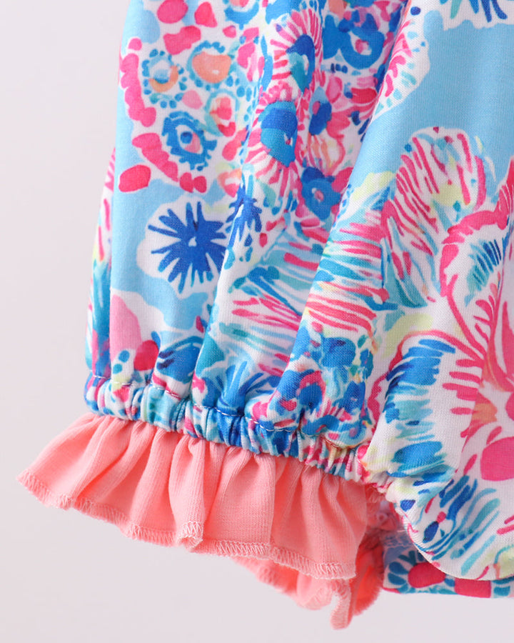 Floral bloomers with pink ruffles