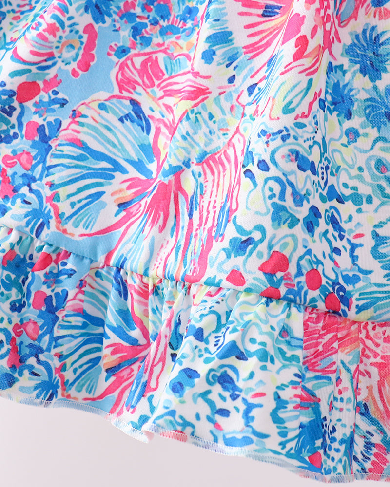 Blue and pink floral fabric