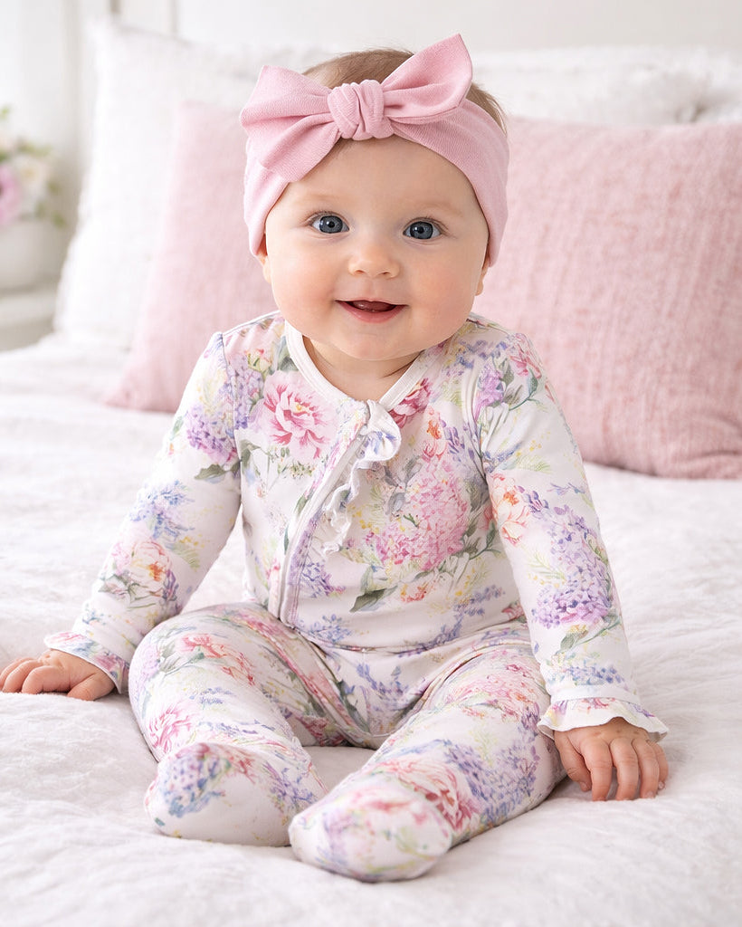 Watercolor Floral Bamboo Zipper Romper