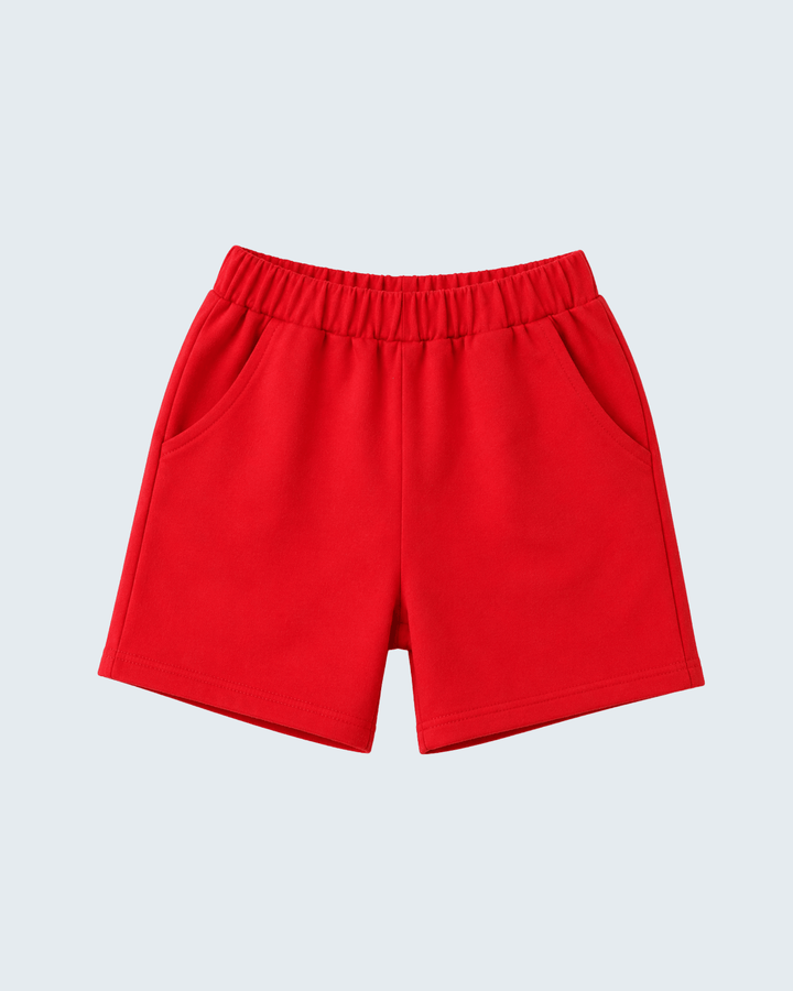 Red shorts with elastic waistband