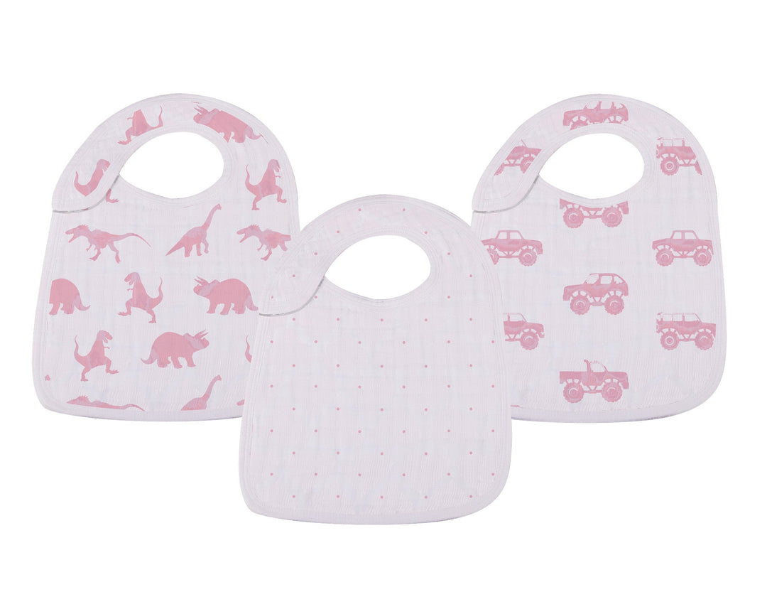 Pretty In Pink Bamboo Snap Bibs 3 Pack