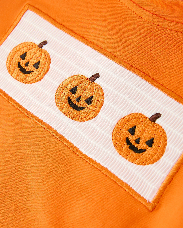 Orange T-shirt with embroidered jack-o&