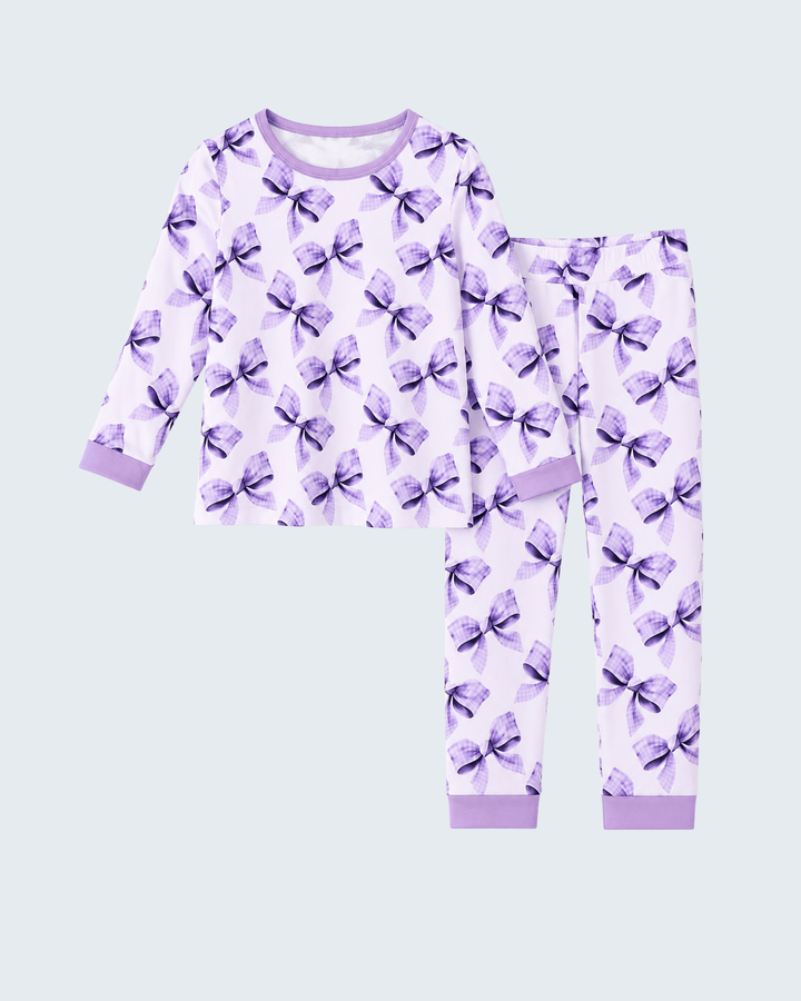 Purple Bow Bamboo Pajama Set