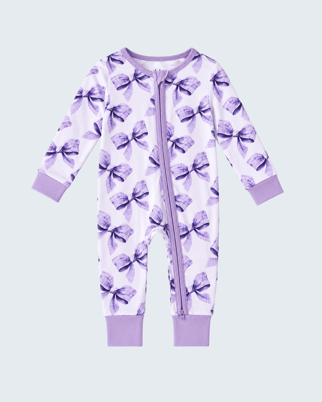 Purple Bow Zip Bamboo Romper