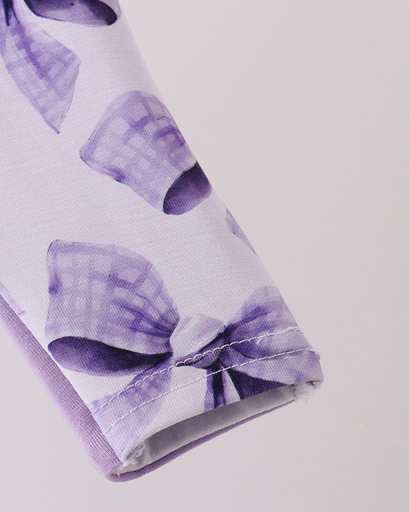 Purple Bow Zip Bamboo Romper