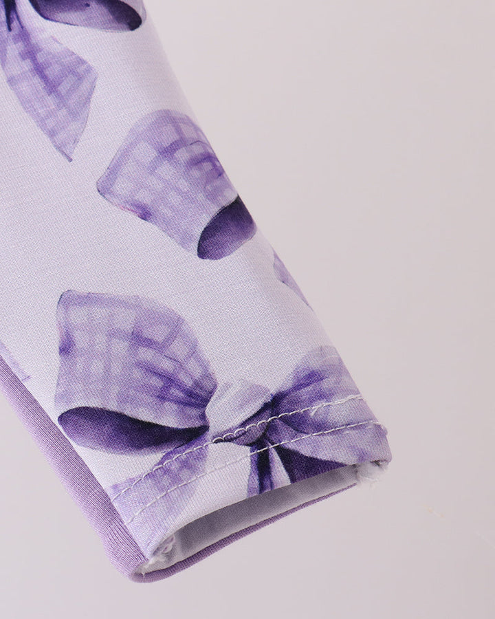 Purple Bow Zip Bamboo Romper