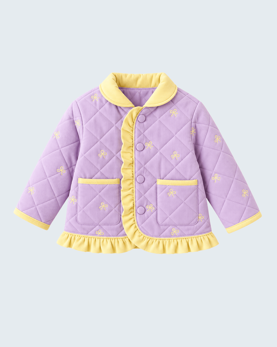 Purple Corduroy Bow Embroidered Ruffle Jacket