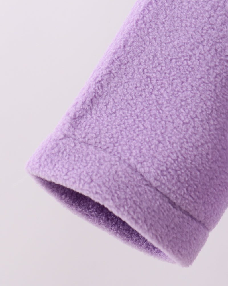 Purple fleece coat sleeve cuff with soft textured finish