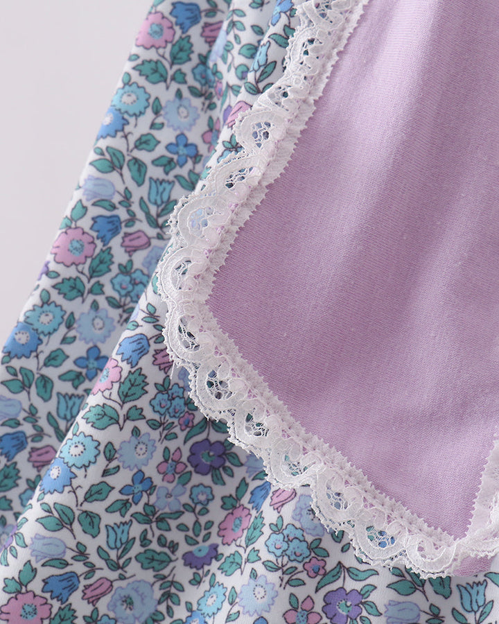 Close up of floral and purple fabric