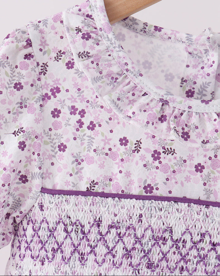 Purple Floral Smocked Top &amp; Bloomer Set