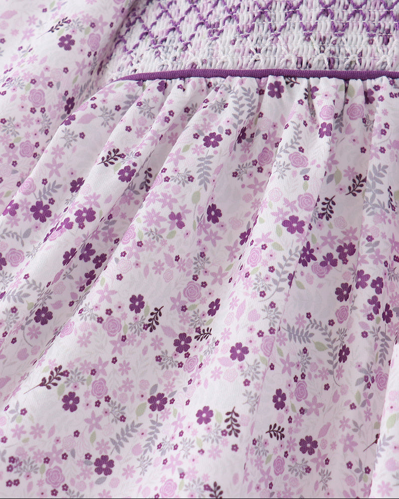 Purple Floral Smocked Tunic &amp; Pants Set