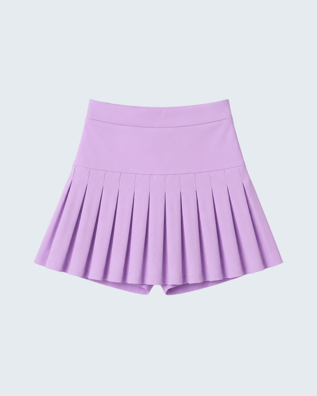 Purple pleated skirt on a light gray background